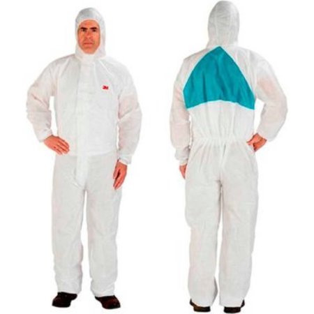 3M 3M„¢ Disposable Coverall, Knit Cuffs, Attached Hood, White, Medium, 4520-M, 20/Case 7000034761